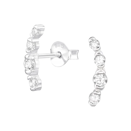 Gebogen mit Zirkonia Ohrstecker mit Zirkonia Steinen Schmuck | All4silver