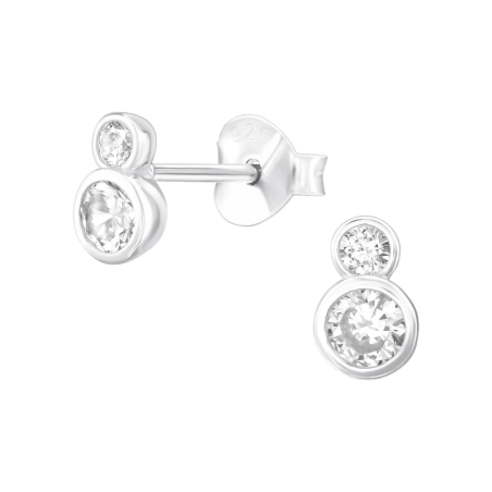 2 verbundene Zirkonia Ohrstecker mit Zirkonia Steinen Schmuck | All4silver