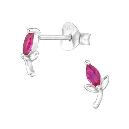 Tulpe mit Zirkonia Ohrstecker mit Zirkonia Steinen Schmuck | All4silver
