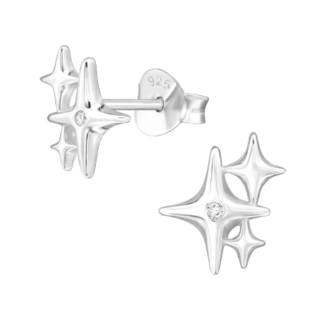 Starburst  mit Zirkonia Ohrstecker mit Zirkonia Steinen Schmuck | All4silver