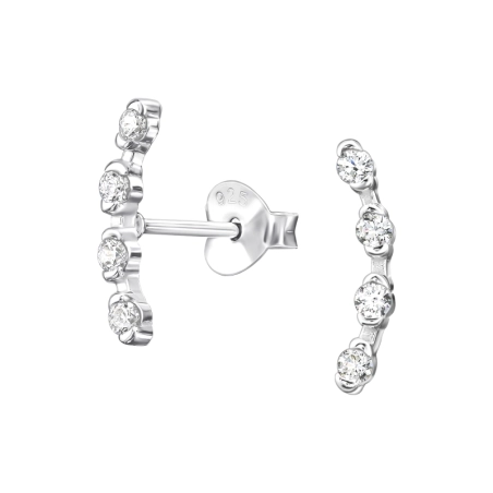 Gebogen mit Zirkonia Ohrstecker mit Zirkonia Steinen Schmuck | All4silver