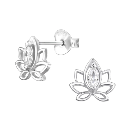Lotus mit Zirkonia Ohrstecker mit Zirkonia Steinen Schmuck | All4silver