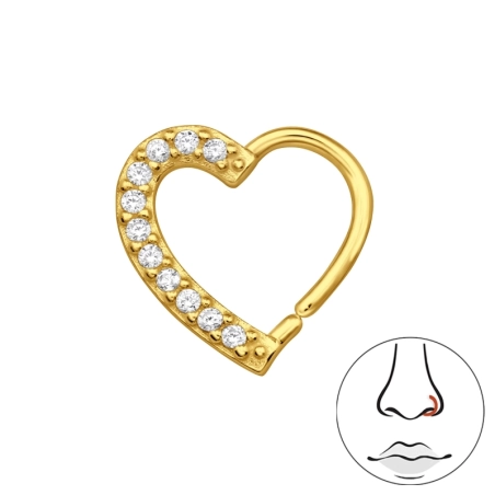Goldenes Herz mit Zirkonia Valentinstag-Schmuck Schmuck | All4silver