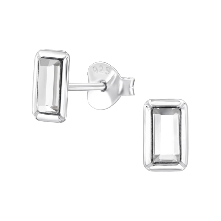 Rechteck mit Kristall Ohrstecker mit Kristall Schmuck | All4silver