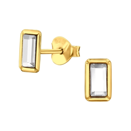 Rechteckig mit Kristall Ohrstecker mit Kristall Schmuck | All4silver