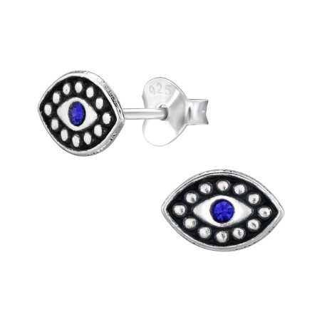 Auge des Bösen mit Kristall Ohrstecker mit Kristall Schmuck | All4silver