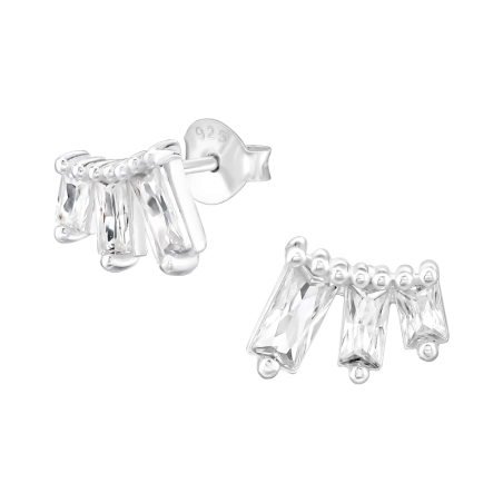 Baguette mit Zirkonia Ohrstecker mit Zirkonia Steinen Schmuck | All4silver