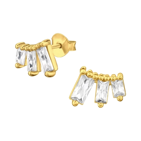 Goldener Baguette mit Zirkonia Ohrstecker mit Zirkonia Steinen Schmuck | All4silver