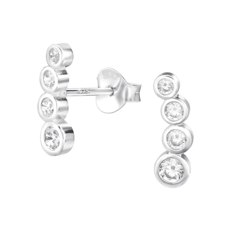 Verbundene Kreise mit Zirkoniasteinen Ohrstecker mit Zirkonia Steinen Schmuck | All4silver