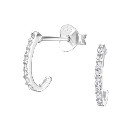 Gebogen Ohrstecker mit Zirkonia Steinen Schmuck | All4silver
