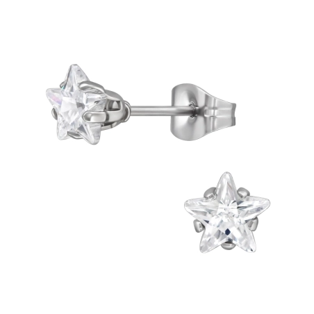 6mm Stern Ohrstecker aus Edelstahl Schmuck | All4silver