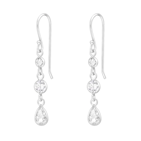 Geometrischer 3-Lagen-Anhänger - 925er Silber Ohrringe mit Zirkonia Steinen