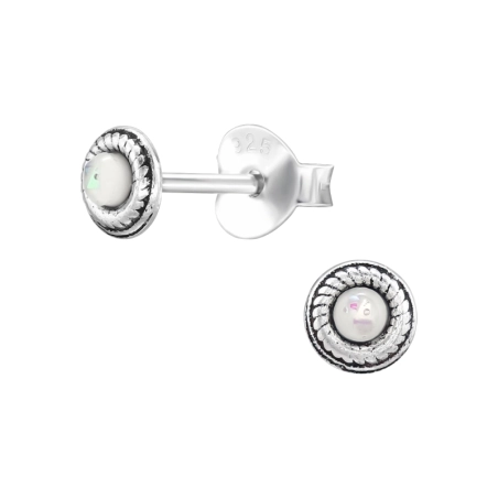 Rund mit Halbedelstein Ohrstecker mit Halbedelsteinen Schmuck | All4silver