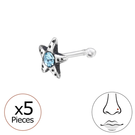 5 Stk Star mit Kristall Sterne, Mond & Sonne Schmuck | All4silver