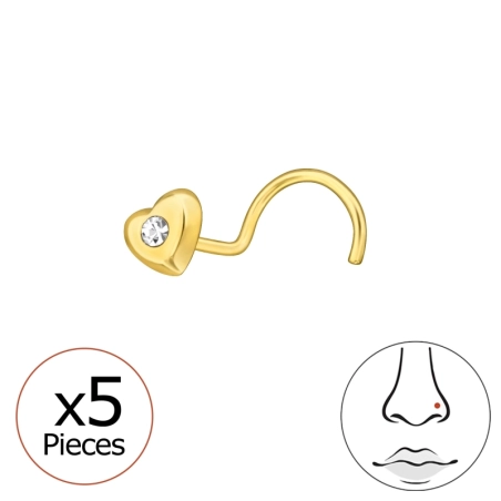 5 Stk. Goldenes Herz mit Kristall Valentinstag-Schmuck Schmuck | All4silver