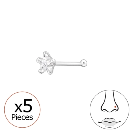 5 Stk. Star mit Zirkonia Sterne, Mond & Sonne Schmuck | All4silver