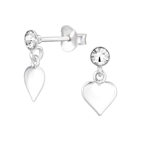Herz  mit Kristall Ohrstecker mit Kristall Schmuck | All4silver