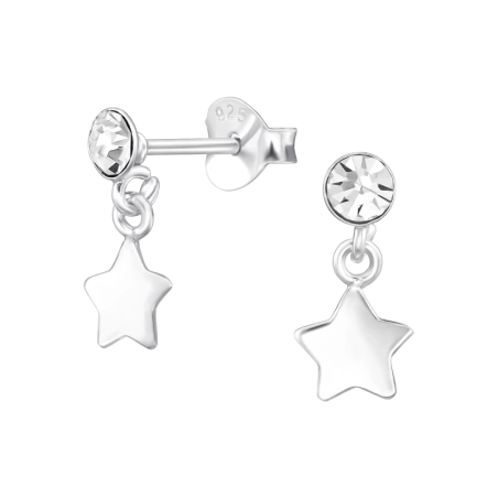 Star Ohrstecker mit Kristall Schmuck | All4silver