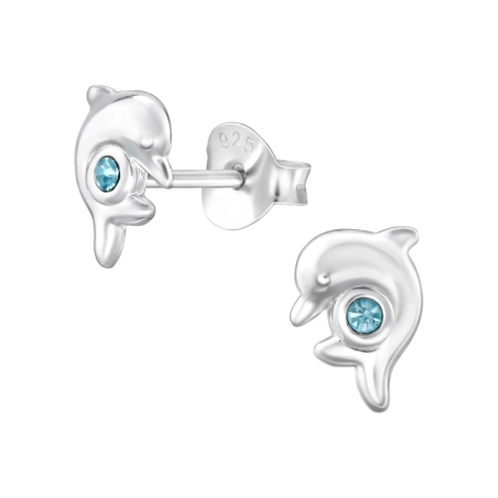 Delphin Ohrstecker mit Kristall Schmuck | All4silver