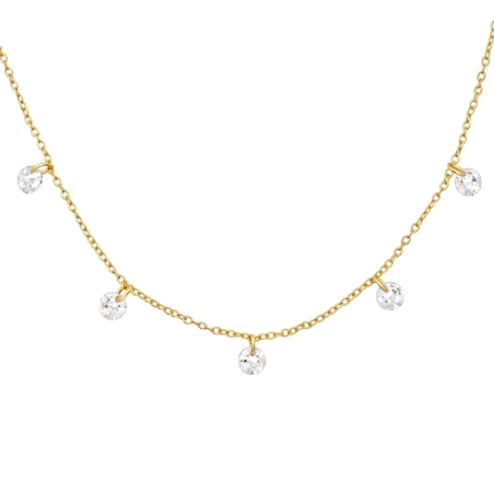 Goldener runder Zirkonia 4mm x 5mm Halskette mit Steinen Schmuck | All4silver