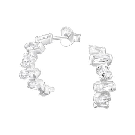 Baguette mit Zirkonia Ohrstecker mit Zirkonia Steinen Schmuck | All4silver
