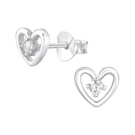 Herz Ohrstecker mit Zirkonia Steinen Schmuck | All4silver