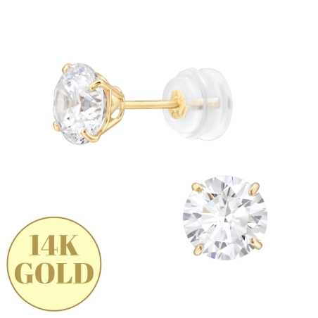 Gold 6mm mit Zirkonia Gold Earrings Schmuck | All4silver
