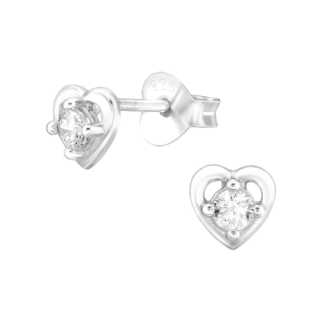 Herz mit Zirkonia Ohrstecker mit Zirkonia Steinen Schmuck | All4silver