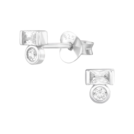Geometrische Formen von Zirkonen Ohrstecker mit Zirkonia Steinen Schmuck | All4silver