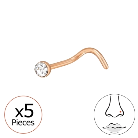 0,8 mm (20 G) X5 2 mm Nasenpiercing Rose vergoldet - Titan Titanium Nose Jewelry
