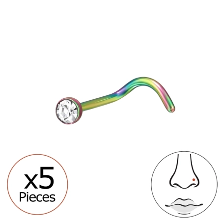 0,8 mm (20 G) X5 2 mm Regenbogen piercing mit Kristall Geometrischer Schmuck Schmuck | All4silver