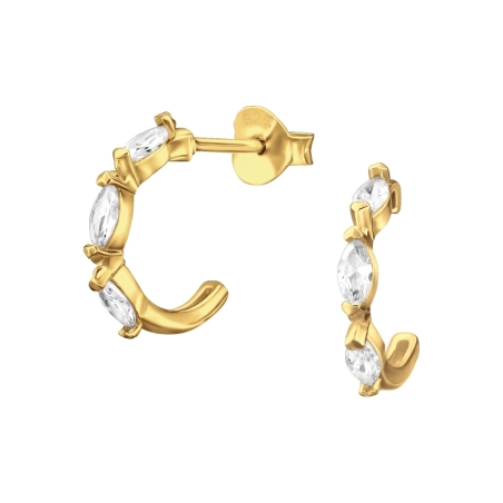 Goldene Marquise mit Zirkonia Ohrstecker mit Zirkonia Steinen Schmuck | All4silver