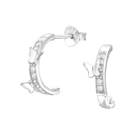 Schmetterling mit Zirkonia Ohrstecker mit Zirkonia Steinen Schmuck | All4silver