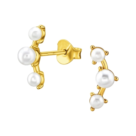 Gebogen mit Perlen Ohrstecker mit Perlen Schmuck | All4silver