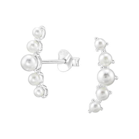 Gebogen mit Perlen Ohrstecker mit Perlen Schmuck | All4silver