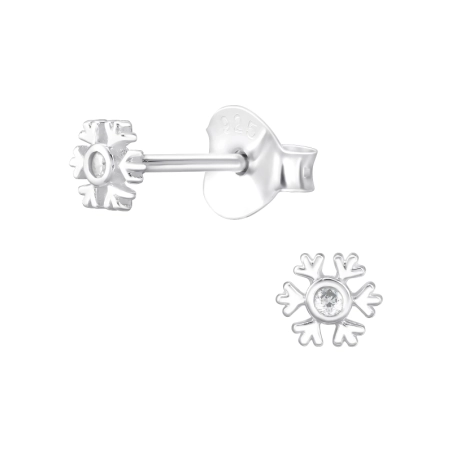 Schneeflocke mit Zirkonia Ohrstecker mit Zirkonia Steinen Schmuck | All4silver