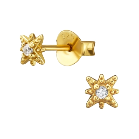 Starburst  mit Zirkonia, Ohrstecker mit Zirkonia Steinen Schmuck | All4silver