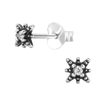 Starburst  mit Zirkonia, Ohrstecker mit Zirkonia Steinen Schmuck | All4silver