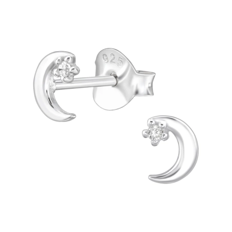 Mond mit Zirkonia Ohrstecker mit Zirkonia Steinen Schmuck | All4silver