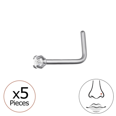 Rundes Nasenpiercing 2mm mit Kristall, (20 G)  5 Stück Schmuck im Angebot Schmuck | All4silver