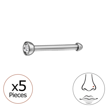 Rundes Nasenpiercing 2mm mit Kristall, (20 G) 5 Stück Geometrischer Schmuck Schmuck | All4silver