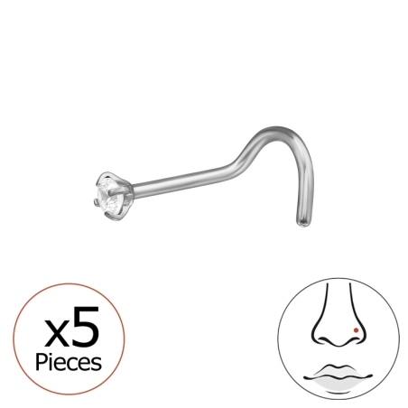 Rundes Nasenpiercing 2mm, (20 G) 5 Stück - Titan Titanium Nose Jewelry