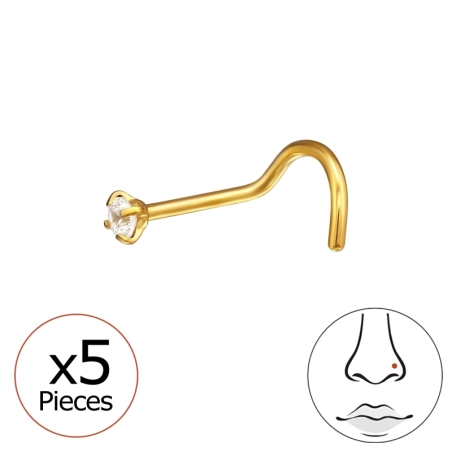 Goldenes rundes Nasenpiercing 2mm, (20 G) 5 Stück - Titan Titanium Nose Jewelry