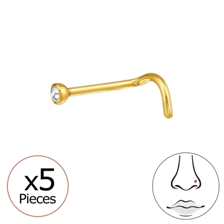 Goldenes Rundes Nasenpiercing 2mm,(20 G)  5 Stück - Titan Titanium Nose Jewelry