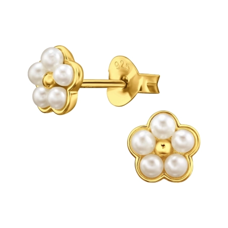 Blumen Ohrstecker mit Perlen Schmuck | All4silver