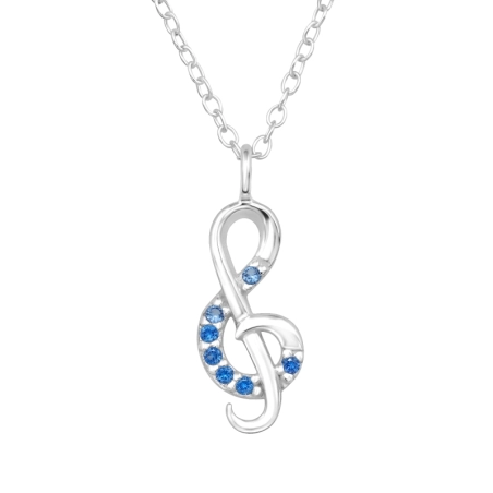Geigenschlüssel mit Zirkoniasteinen Halskette mit Steinen Schmuck | All4silver