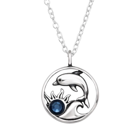 Delphin mit Kristall Halskette mit Steinen Schmuck | All4silver