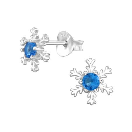 Schneeflocke mit Zirkonia Ohrstecker mit Zirkonia Steinen Schmuck | All4silver