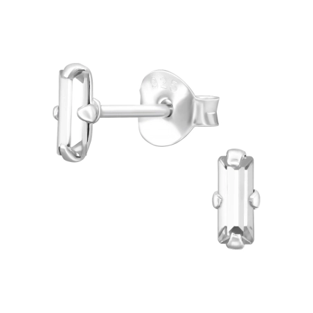 Rechteck mit Kristall Ohrstecker mit Kristall Schmuck | All4silver