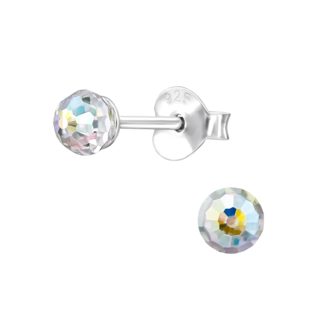 Facettenkugel 4mm Ohrstecker mit Kristall Schmuck | All4silver